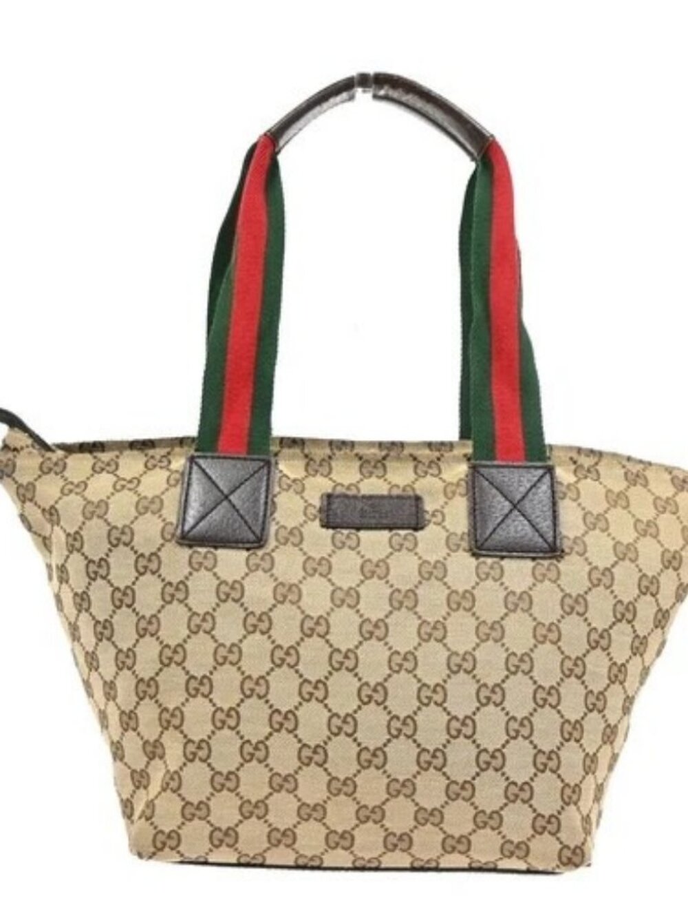 GUCCI Logo GG Pattern Sherry Line Shoulder Tote Bag Canvas Beige Italy 31KD401